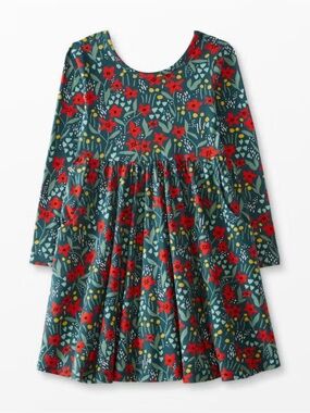 Hanna Andersson Long-Sleeve Floral Twirl Dress Sz 130cm